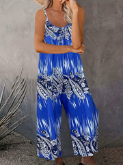 Graphic Print Cami Jumpsuit Sleeveless Wide Leg
