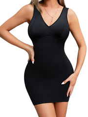 Shaping Tank Dress V Neck Tummy Control Slimming Body Shaper