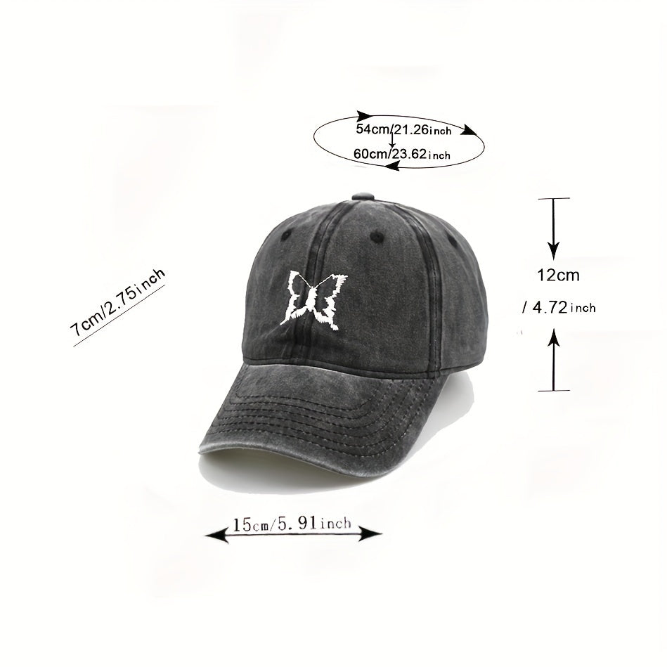 Unisex Butterfly Embroidered Baseball Cap for Outdoor Sport