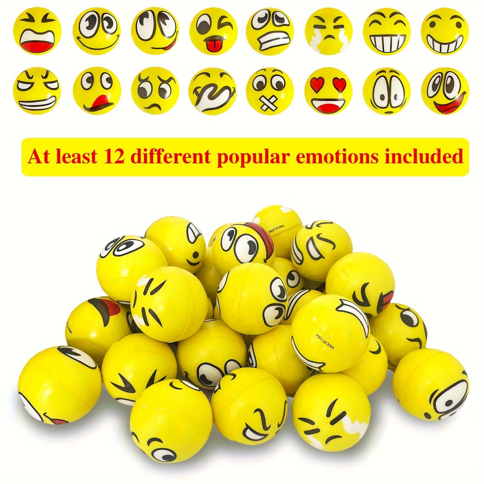 40pcs Mini 2 Inch Stress Relief Balls Foam Squeeze Toys - Funny Expressions