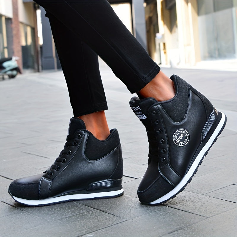 Women's High Top Sneakers Lace Up Shoes Height Increasing
