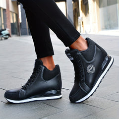 Women's High Top Sneakers Lace Up Shoes Height Increasing