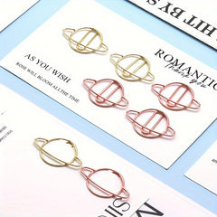 10pcs Planet Creative Paper Clip Golden Metal Paper Clip Rose Golden