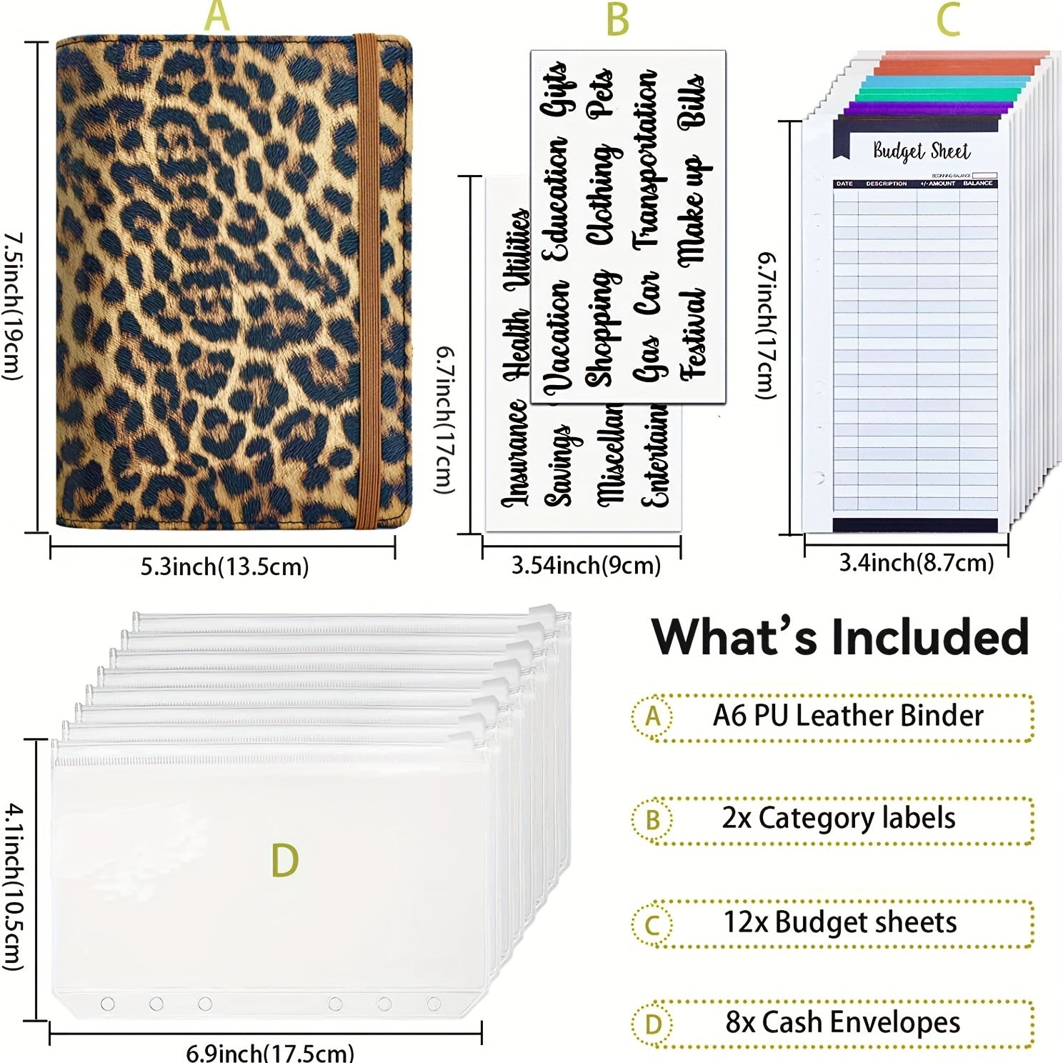 A6 Budget Binder with Zipper Envelopes & Expense Sheets