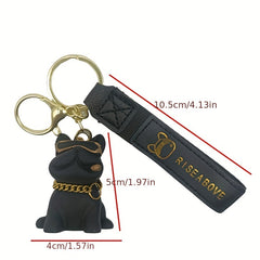 Bulldog Keyring Resin Law Bucket Cartoon Figuration Car Couple Bag Pendant