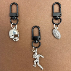3pcs Antique Football & Baseball Keychains - Metal Keyrings for Wallets, Bags