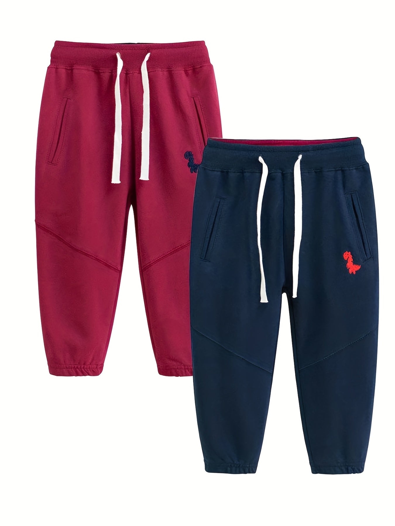 2pcs Dinosaur Print Boys Casual Sweatpants Quick Drying Jogger Sports Pants