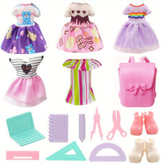 16pcs Doll Clothes & School Toys Backpack Learning Kit for 13 Dolls