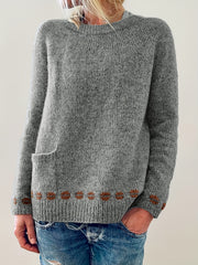 Geo Print Round Neck Jumper With Pocket