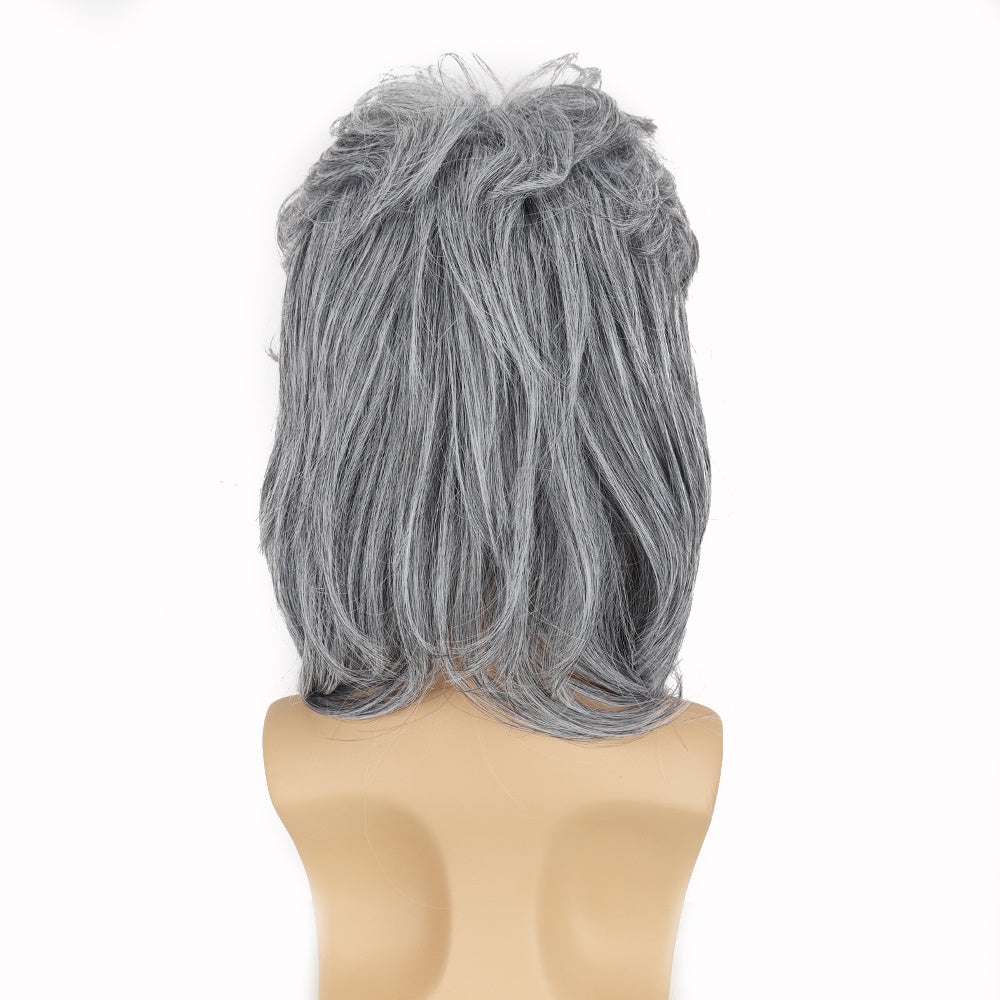 Men's Grey Curved Cropped Wig