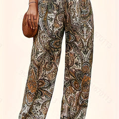 Paisley Print Shirred Waist Lantern Trousers