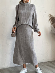 High Neck Jumper & Skirt 2 Piece Set