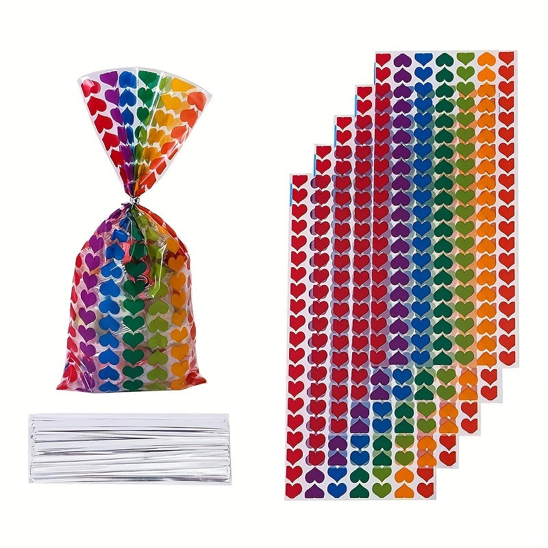 50pcs Rainbow Stripe Bread Packaging Bag - Assorted Candy Biscuit Gift Bag