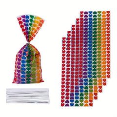 50pcs Rainbow Stripe Bread Packaging Bag - Assorted Candy Biscuit Gift Bag