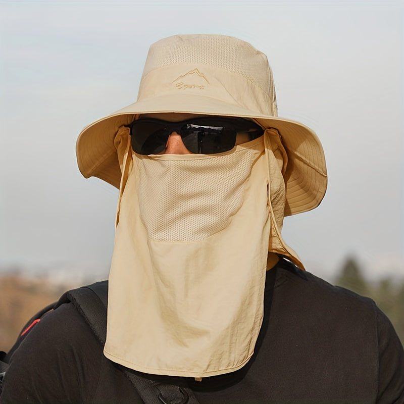 Men's Mesh Bucket Hat with Neck Flap for Summer Outdoor