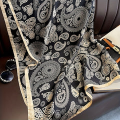 Vintage Paisley Print Satin Shawl Large Square Scarf