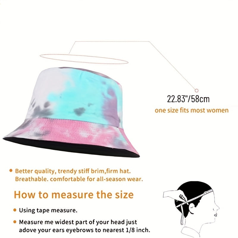 Tie Dye Sunshade Bowl Hat Double Sided Fisherman Hat