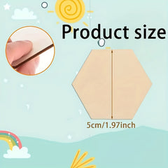 50pcs Wooden DIY Honeycomb Polygons for Home Decoration and Painting