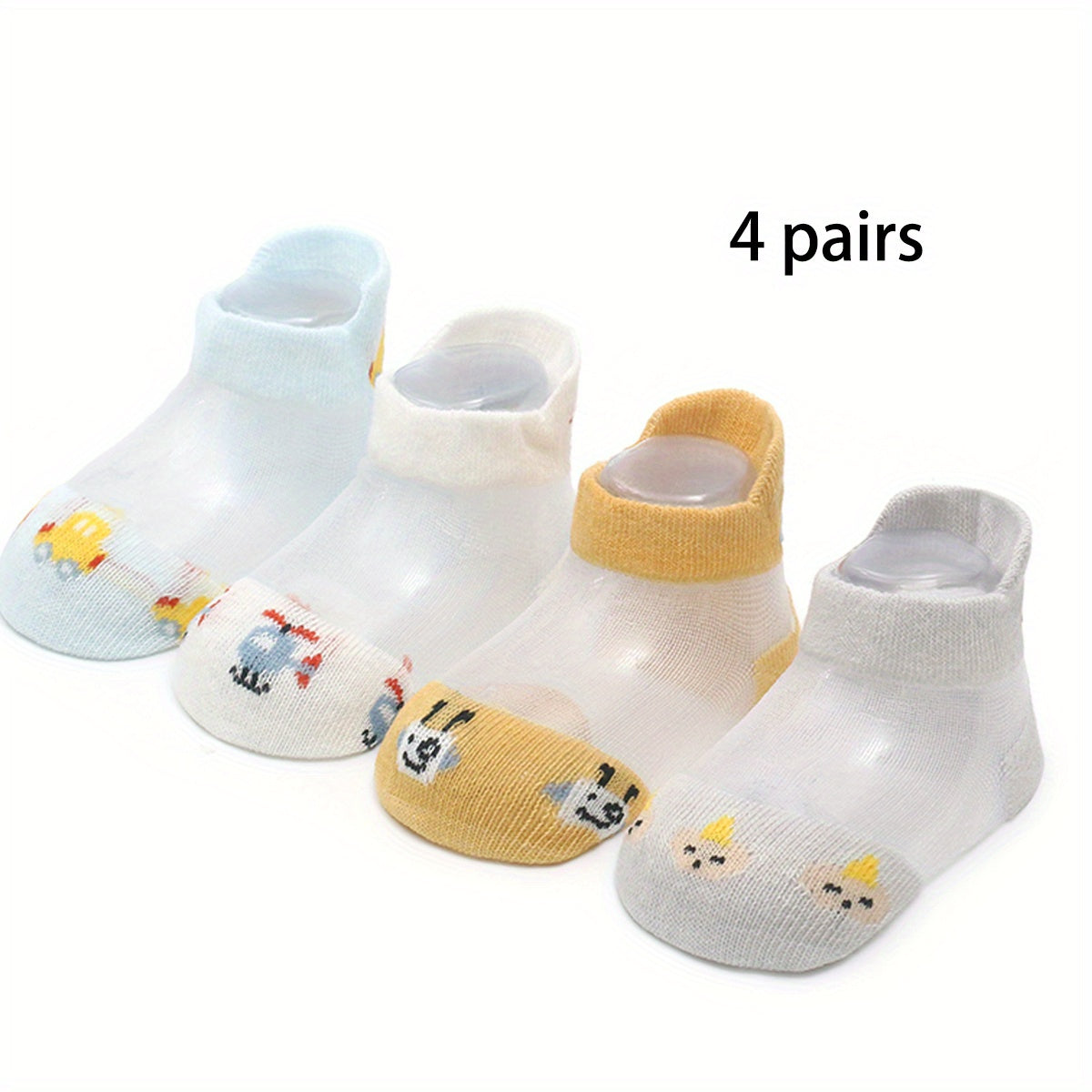 4 Pairs Baby Cartoon Car Robot Helicopter Ankle Socks Summer Toddlers