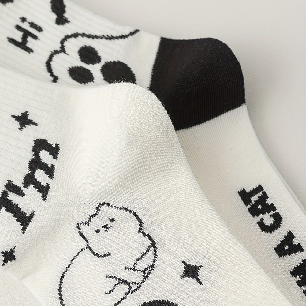 5 Pairs Girls Cartoon Animal Socks Cotton Crew Children s Socks
