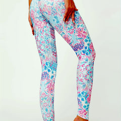 Women's Flower Print Yoga Leggings High Stretchy Tummy Control