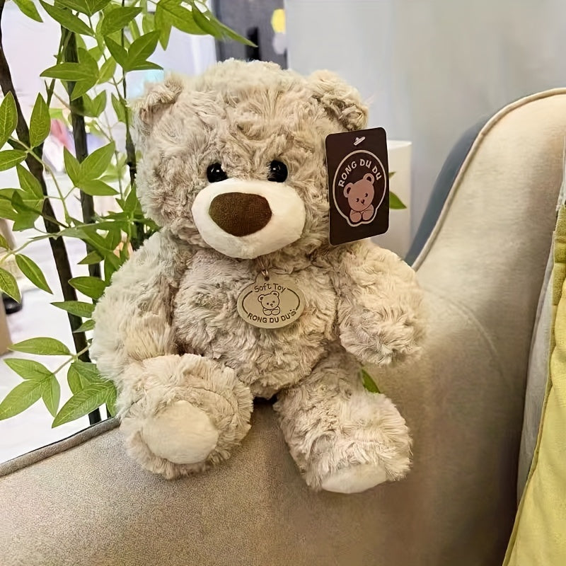 Memorable Keepsake Teddy Bear Plush Toy Soft Polyester Deep Brown Ivory