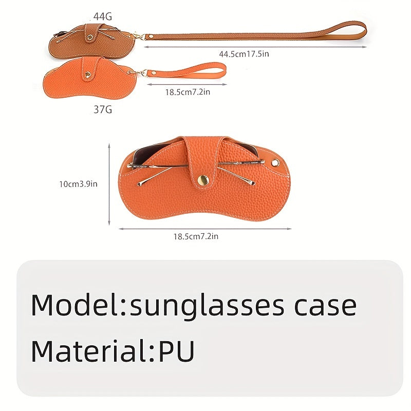Stylish PU Leather Sunglasses Case Snap Closure