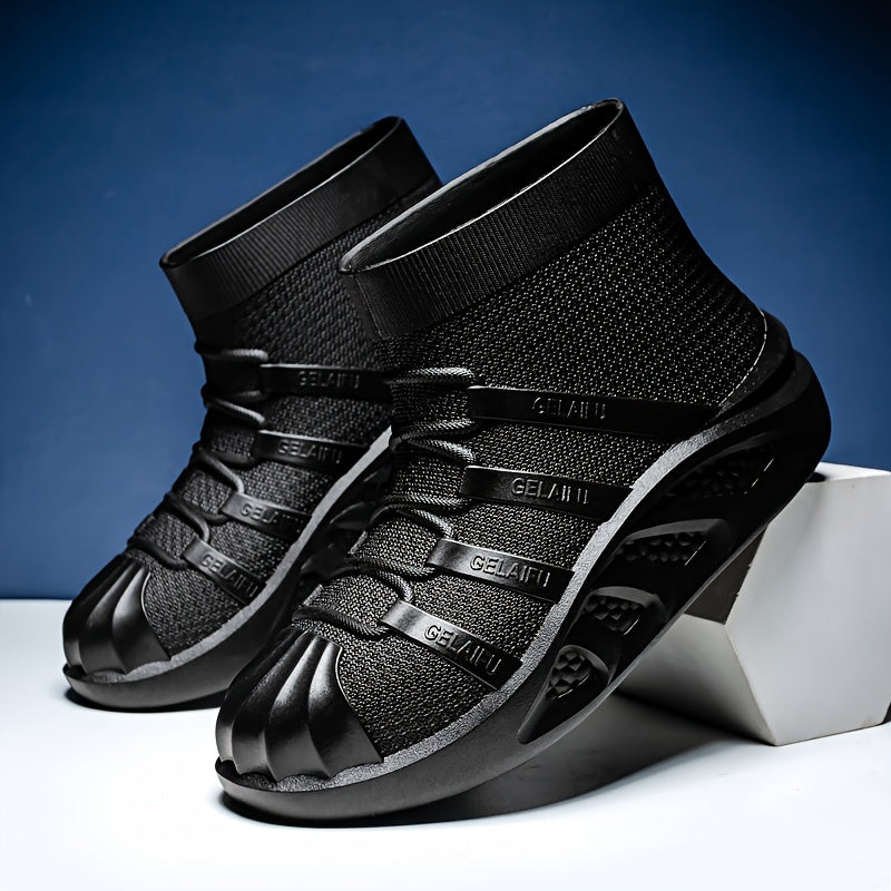 Men's High Top Rain Boots Non Slip Durable Slip On Shoes