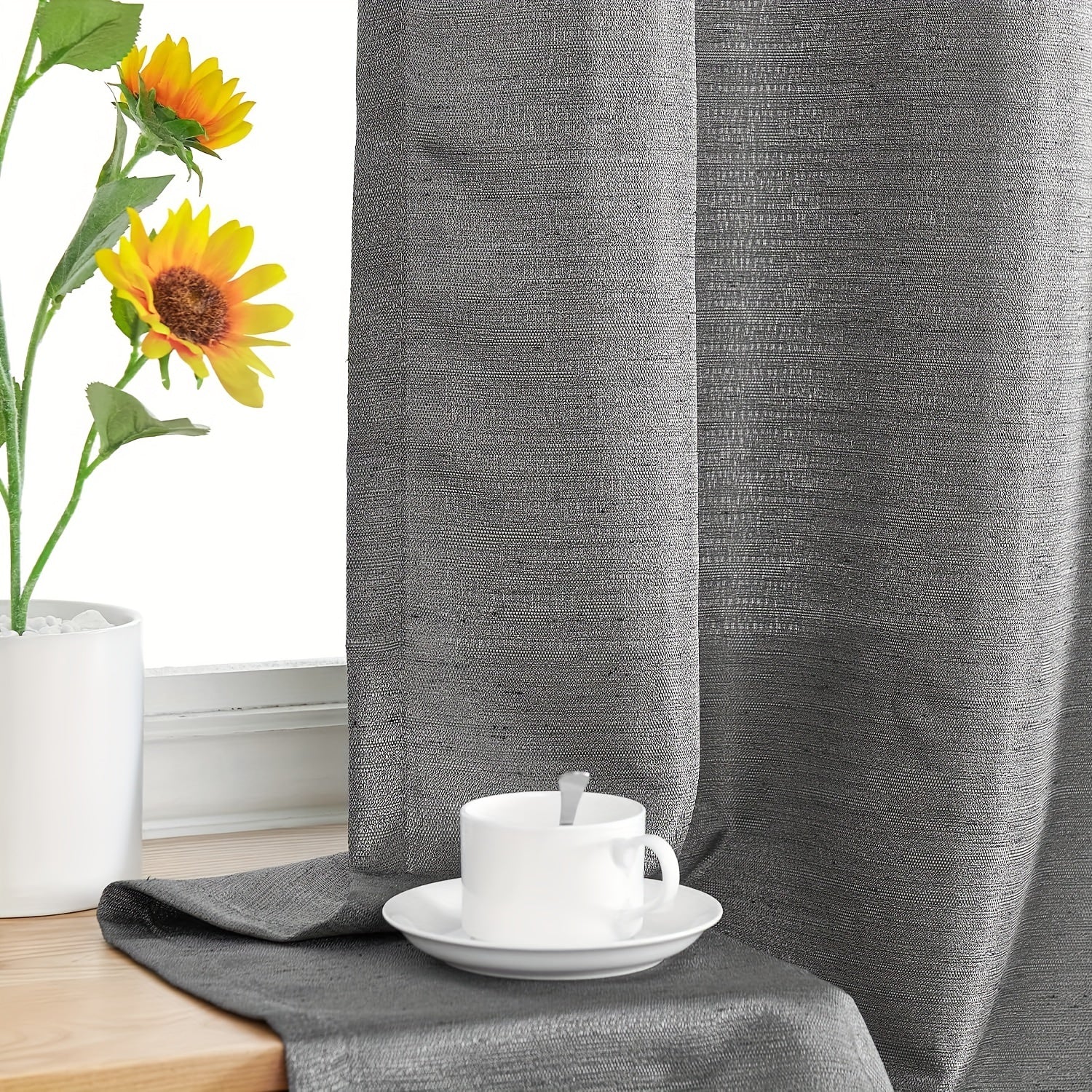 Flat Jacquard Curtain Light filtering Grommet Top Curtain