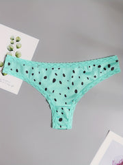 5 Pack Plus Size Women's Floral & Heart Print Lace Thongs Set