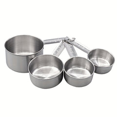 4pcs Stainless Steel Measuring Cups & Spoons Set for Dry/Liquid Ingredients