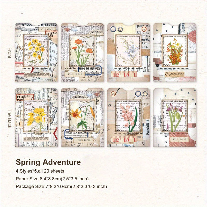 40 Vintage Plant & Flower Scrapbook Paper Sheets for DIY Scrapbooking