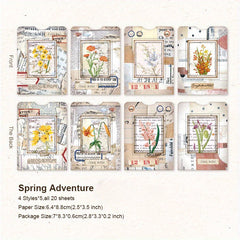40 Vintage Plant & Flower Scrapbook Paper Sheets for DIY Scrapbooking