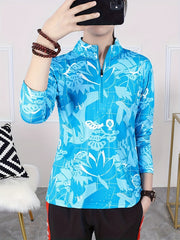 Zipper Long Sleeve Sports Tee Quick Dry Moisture Wicking Activewear