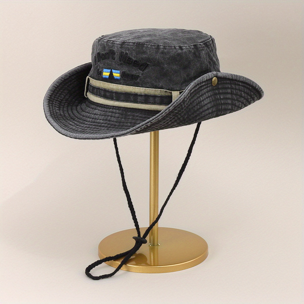 Embroidered Drawstring Bucket Hat Cowboy Hat