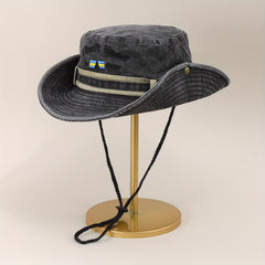 Embroidered Drawstring Bucket Hat Cowboy Hat