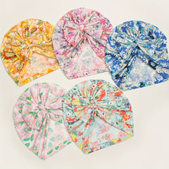 Printed Donut Kids' Baby Hat with Bow, Soft & Comfortable, Newborn Autumn Winter
