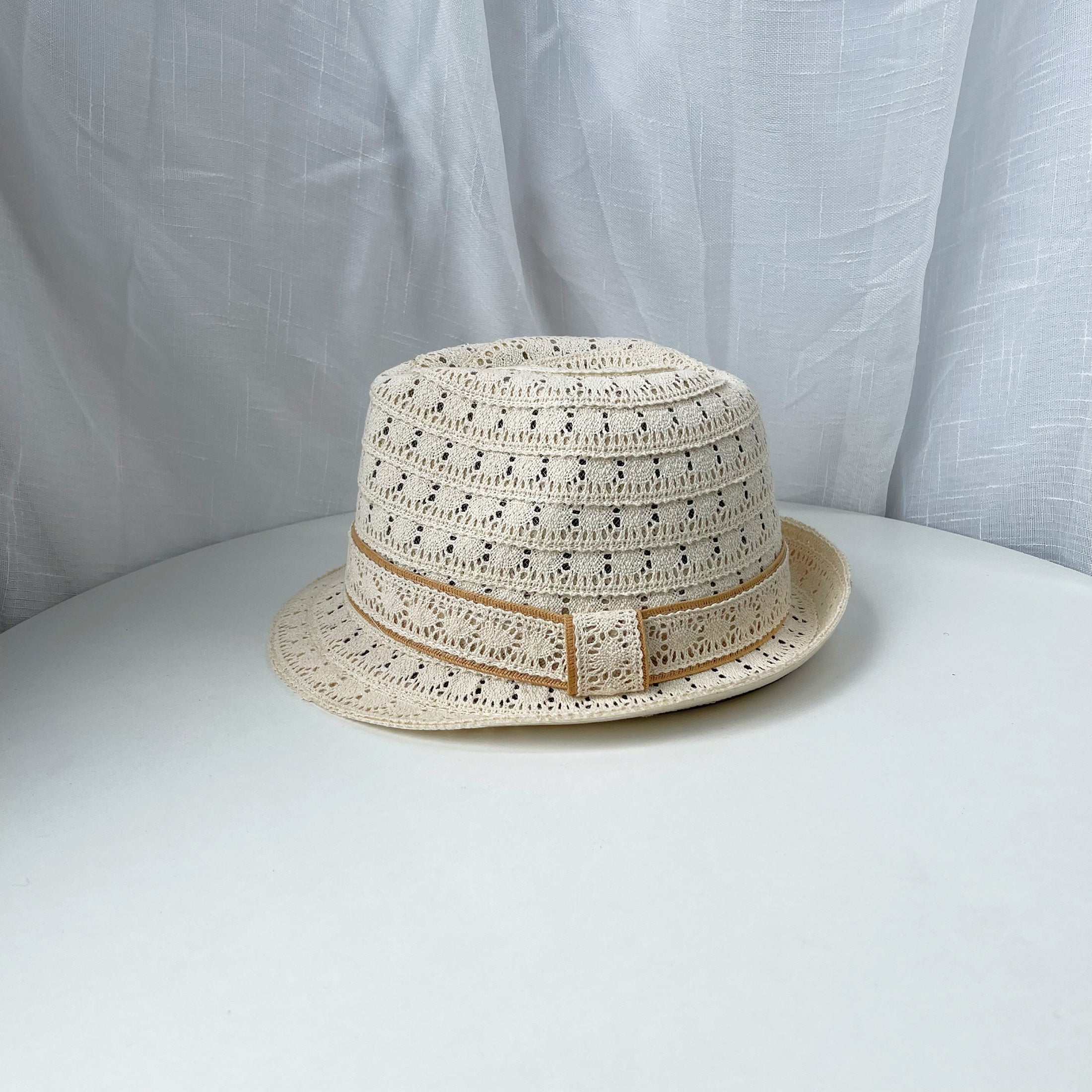 Hollow Out Fedora Cap Solid Rolled Short Brim Jazz Hat Mesh Breathable Sun Hats