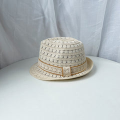 Hollow Out Fedora Cap Solid Rolled Short Brim Jazz Hat Mesh Breathable Sun Hats