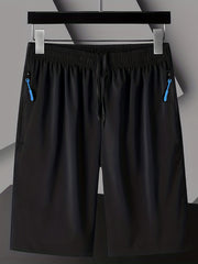 Men's Elastic Waist Drawstring Shorts Zipper Pockets Gym Workout Training