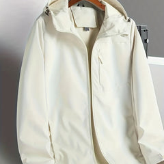 Solid Zip Up Hooded Jacket Casual Long Sleeve Versatile Outerwear