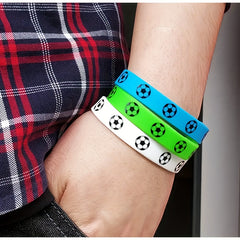 4 Pcs Soccer Motivational Rubber Wristbands - Multicolored Soccer Party