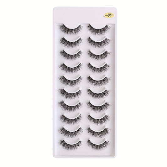 10 Pairs Fluffy False Eyelashes Dramatic 8D Faux Mink Eyelashes