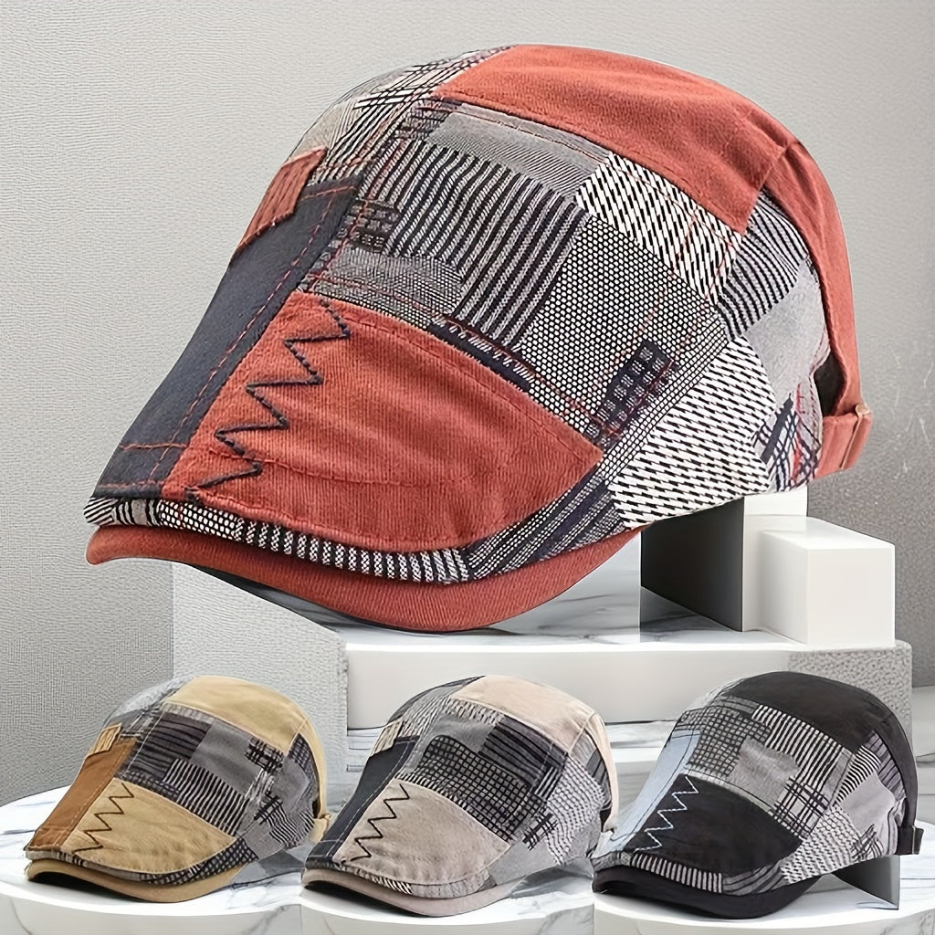 Men's Retro Sunshade Peaked Cap with Plaid Pattern