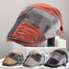 Men's Retro Sunshade Peaked Cap with Plaid Pattern