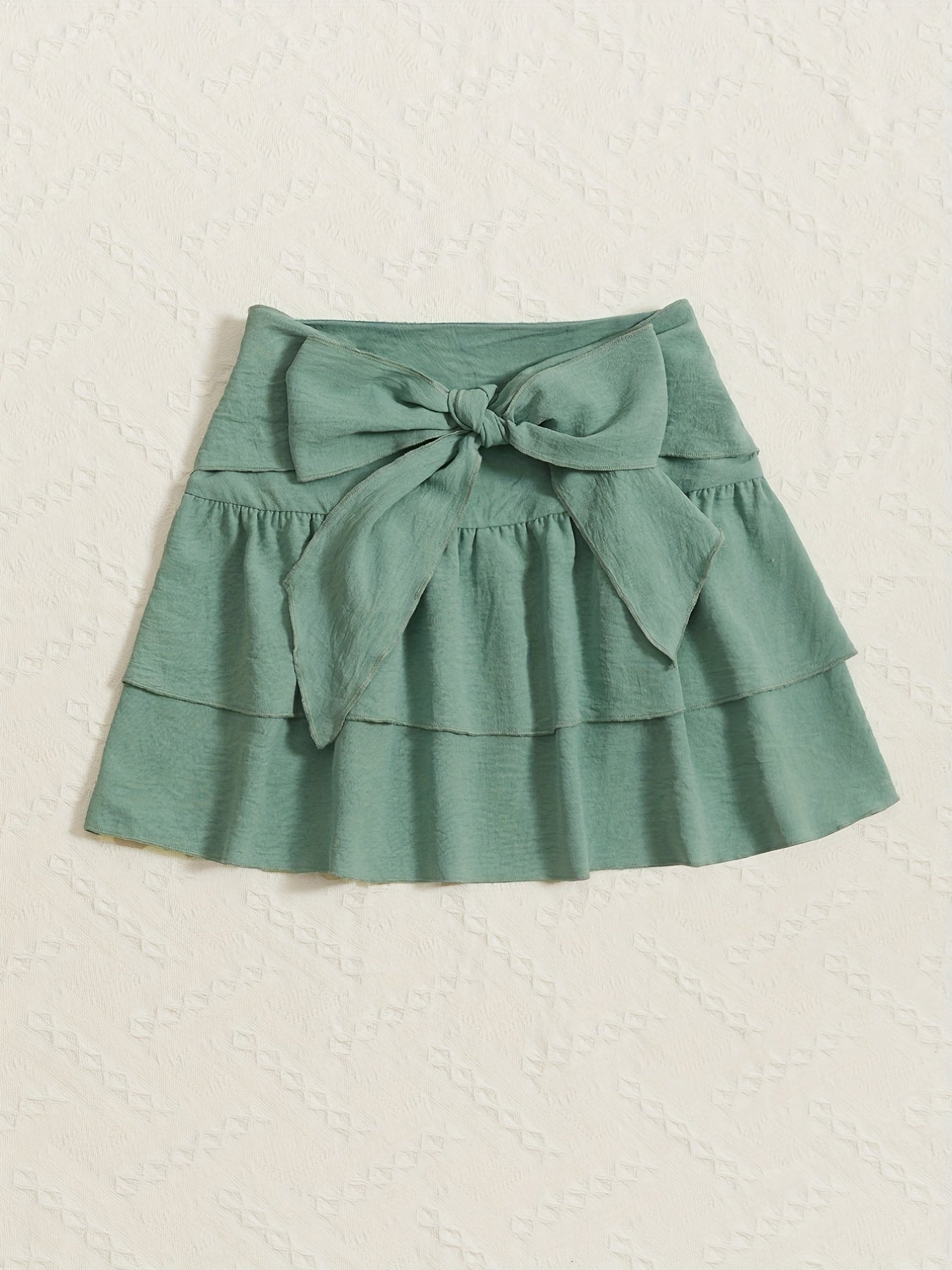 Girls Lace up Layered Casual Skirt Elastic Waist Cake Skirt