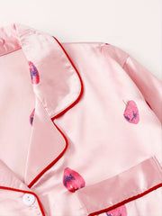 Strawberry Pattern Satin Pajama Set