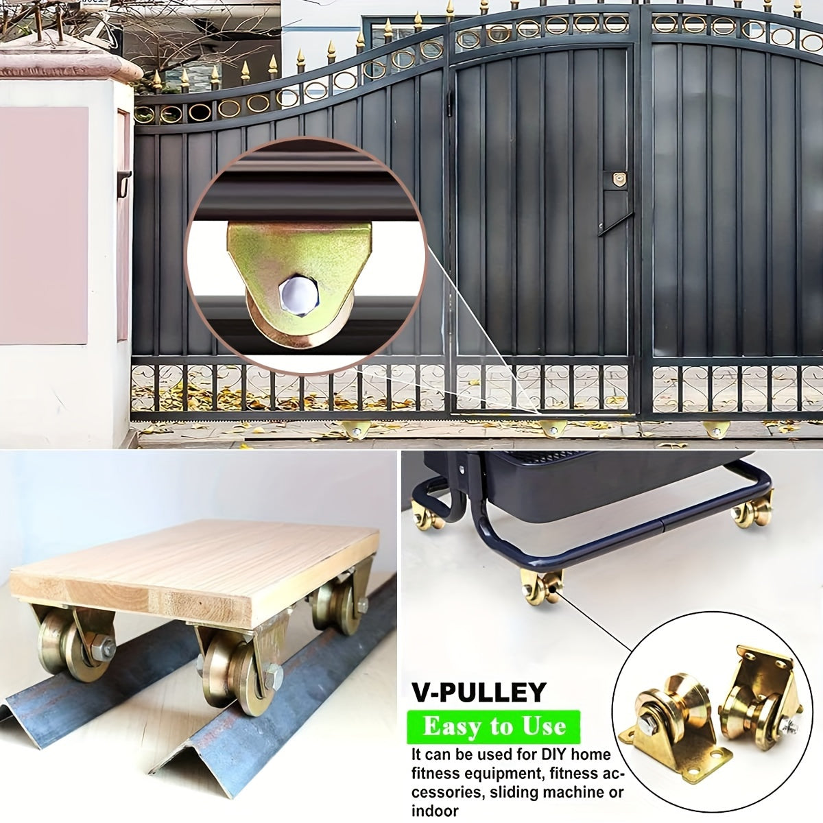 2pcs V Groove Steel Caster Wheel Rope Pulley Sliding Door Wheel