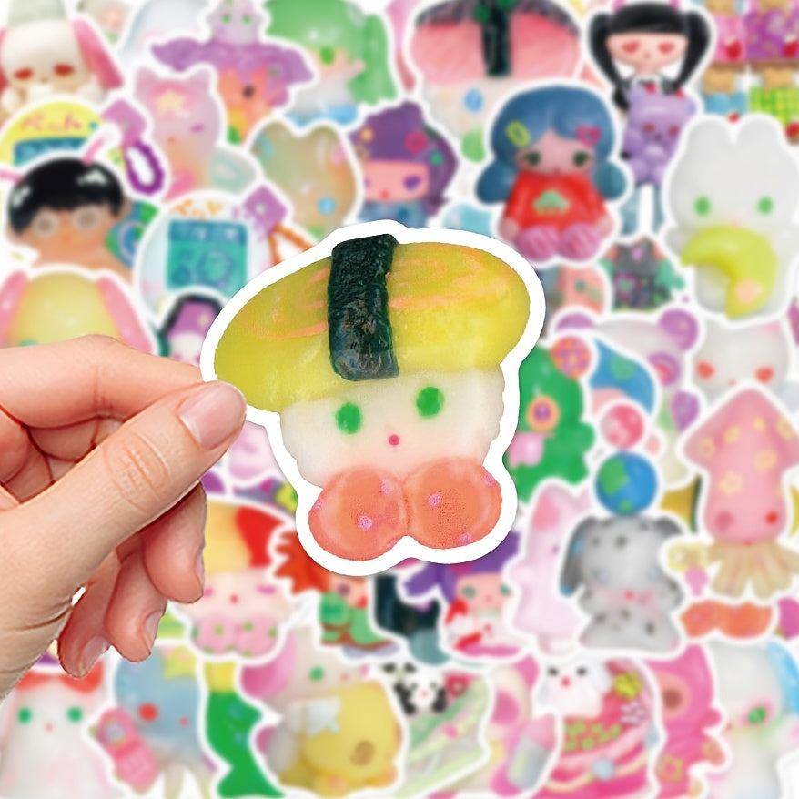 56pcs Cartoon Clay Head Stickers for DIY Decorations