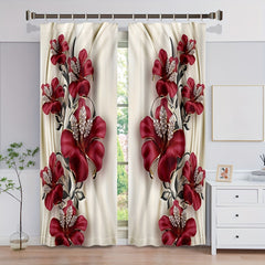 3D Crystal Red Rose Curtain with Carabiner - 50 Shades Noble Rose D